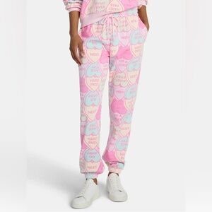 Wound Up Candy Conversation Hearts Valentines Day Fleece Joggers Sweatpants S M💘